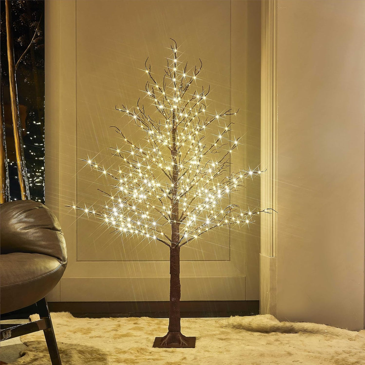hairui lighted brown tree plug in 4ft 430 showing dimensions