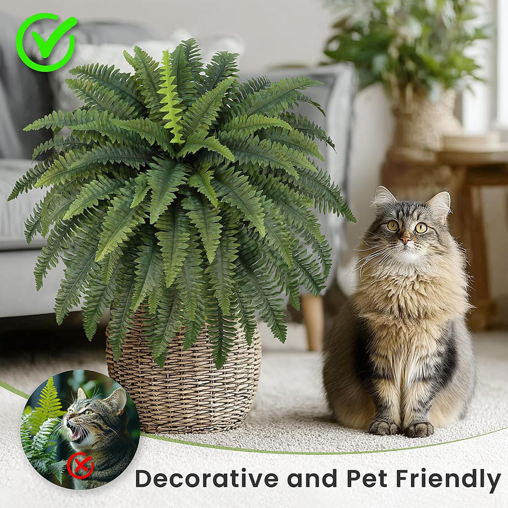 42" Artificial Boston Ferns, Bush Plants 2 Pack for Outdoors