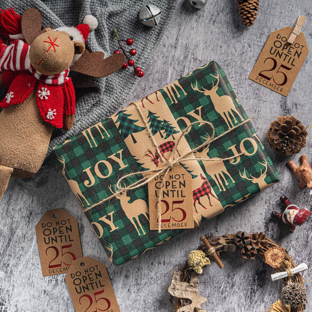 RUSPEPA Christmas Wrapping Paper Rolls with Tags, Jute String and Gift Wrap B...