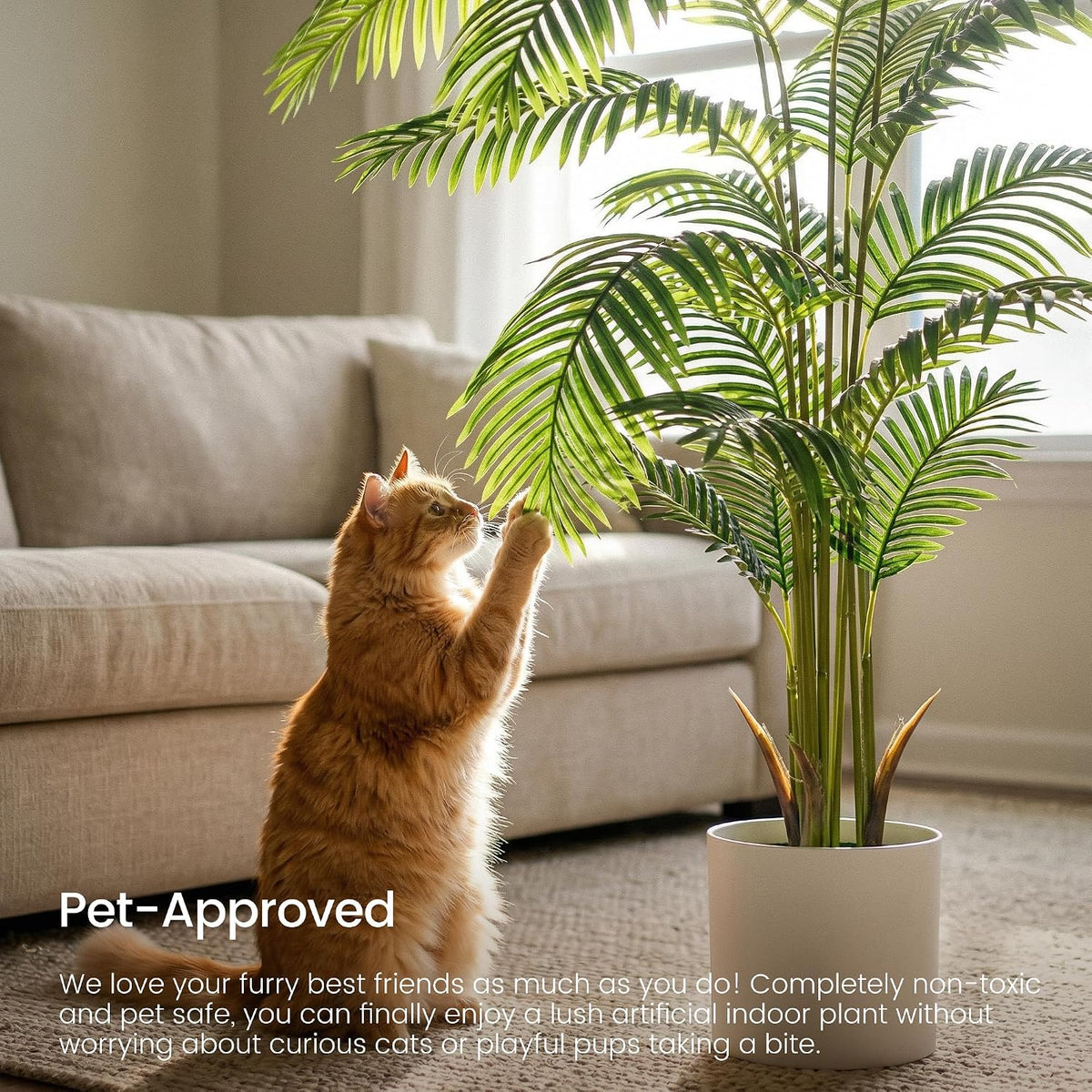 6ft 2-Pack Artificial Areca Palm Plant in Pot, Fake Tropical Cane Palm Silk