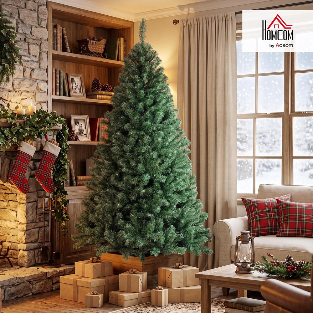 HOMCOM 7.5ft Artificial Christmas Tree Unlit Realistic Spruce Xmas Tree