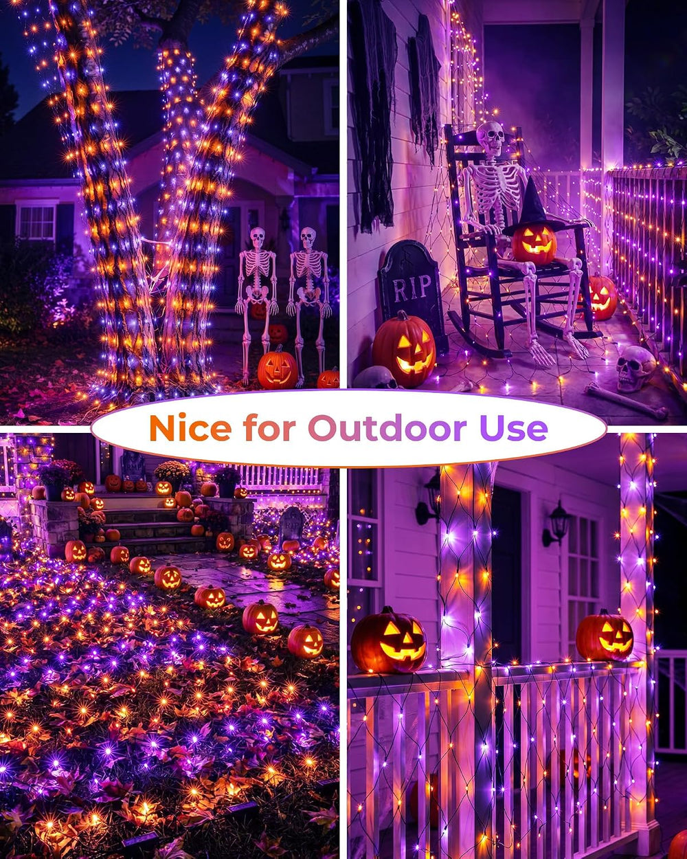 2 Pack 360 LED 12×5FT Halloween-Net-Lights-Outdoor, 12 Light Modes & Timer
