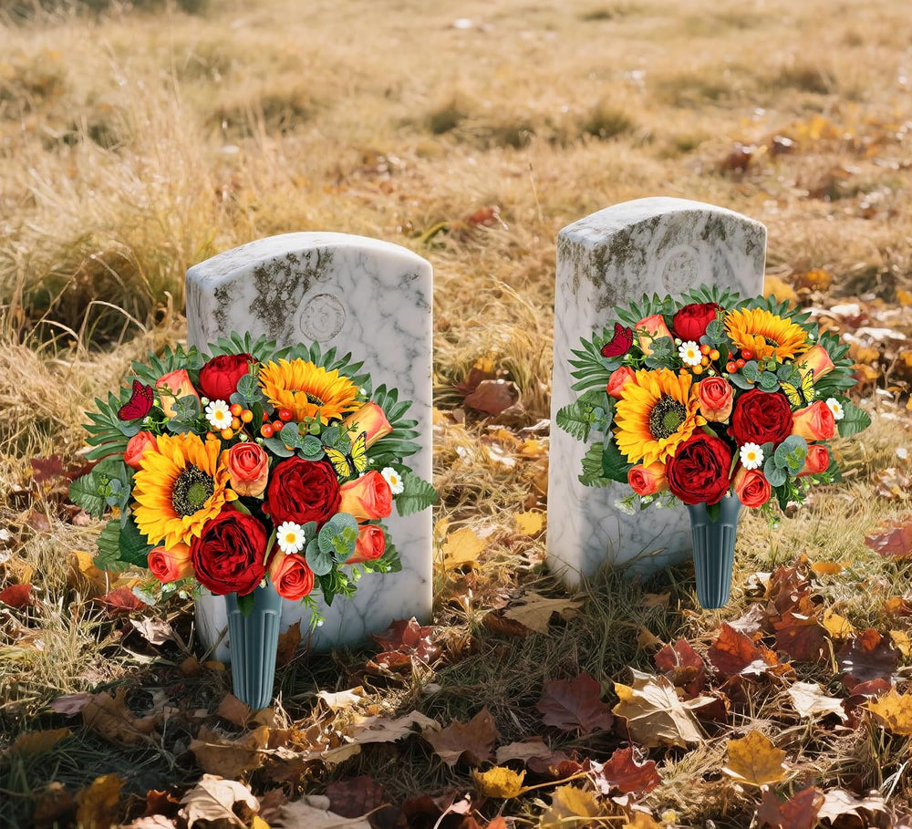 MUVIC Artificial Cemetery Flowers for Outdoor Grave Decorations，Memorial Flow...