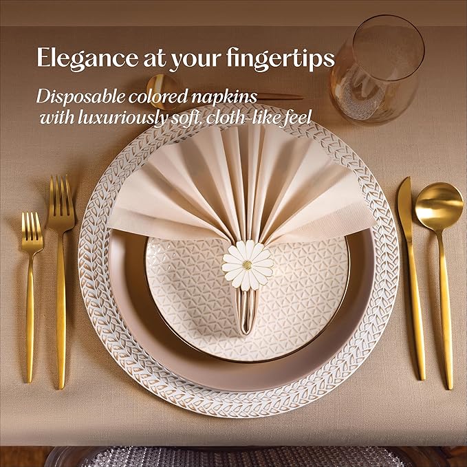50-Pack Disposable Linen-Feel Burgundy Napkins, 12" x 17" Cloth-Like Paper Dinner Napkins For Wedding, Bathroom, Party Or Event