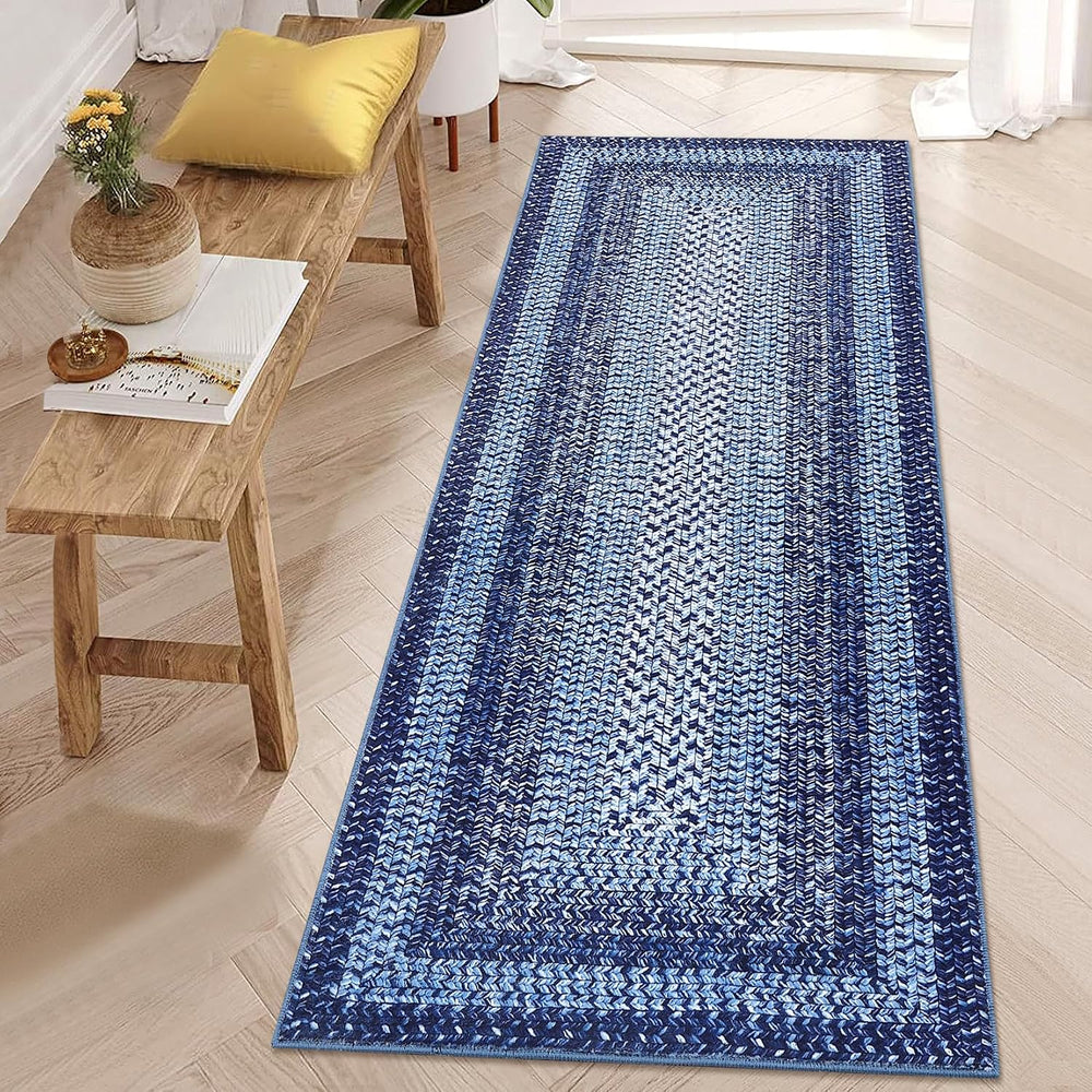 RUGSREAL 2x6 Runner Rug Braided Print Hallway Area Rugs Machine Washable