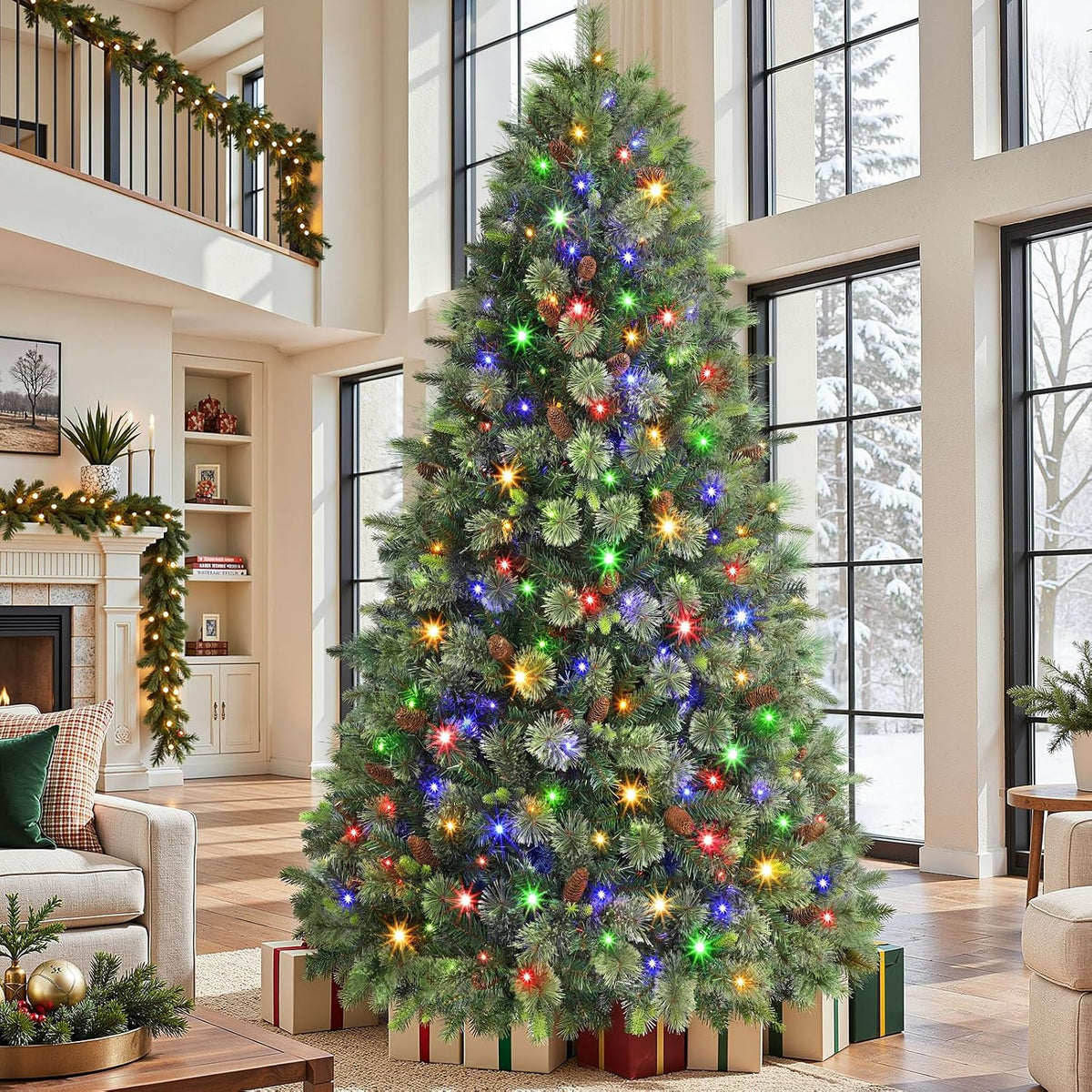 6.5FT Artificial Prelit Pre-Decorated Christmas Tree with Remote, Timer