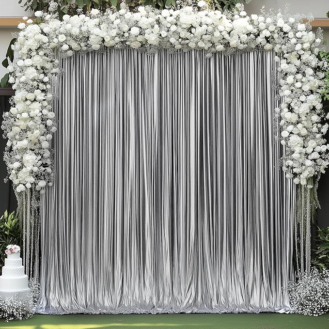 10x10 ft Wrinkle Free Black Silver Sequin Backdrop Curtain for Parties,Thick Not Fall Glitter Wedding Backdrop Drapes,2 Panels 5x10ft Shimmer Photo Back Drop Cloth for Birthday Photography Background