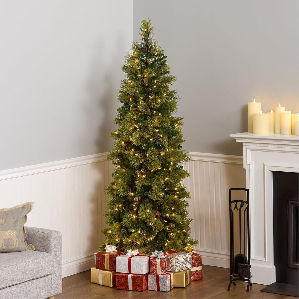 National Tree Company 6.5ft Pre-Lit Carolina Pine Slim Christmas Tree