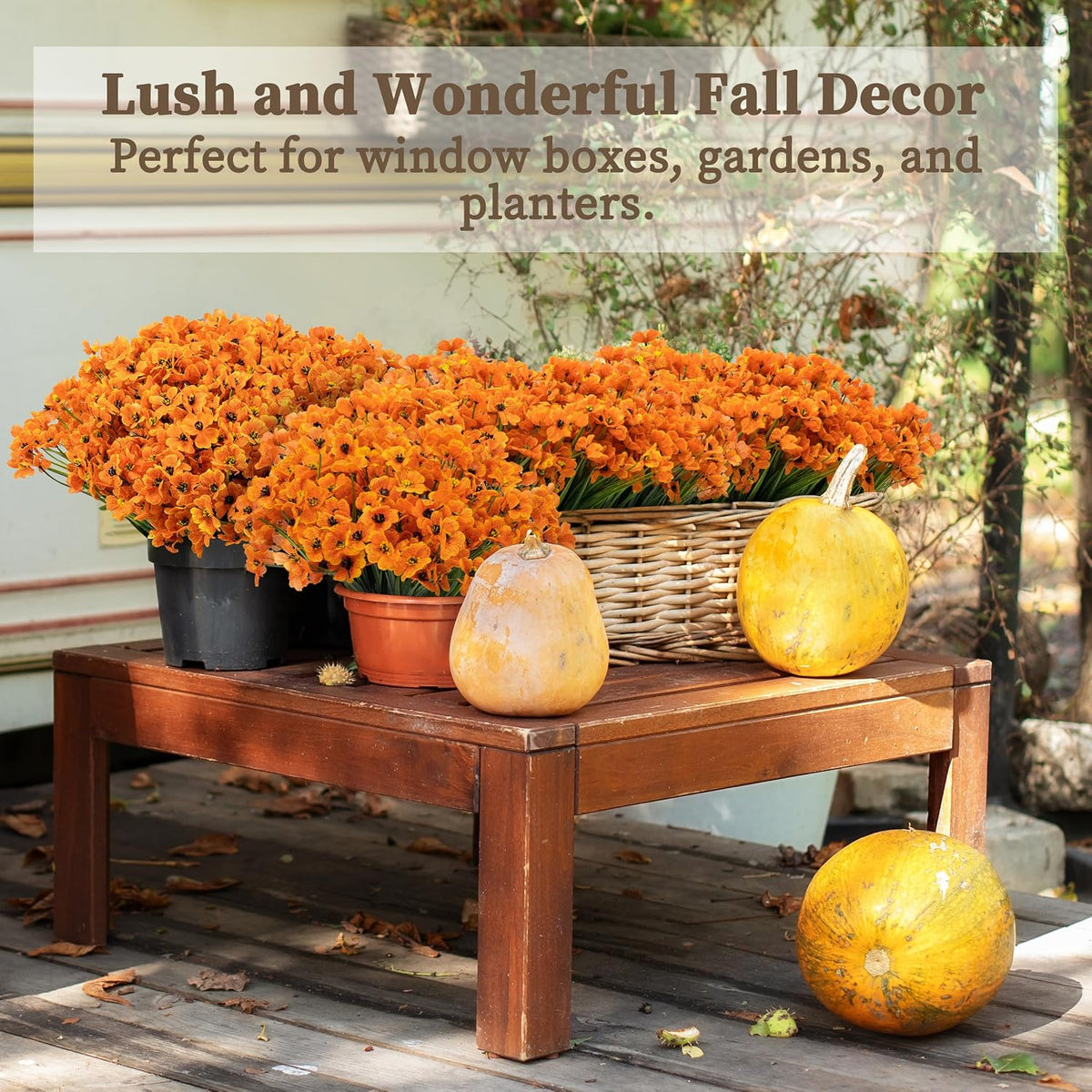 ColoPlay Artificial Mums for Outdoors, 24 Bundles Fake Flowers Fall Decor