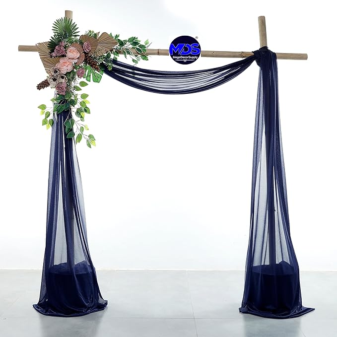 MDS Halloween Chiffon Draping Fabric - 2 Panel, 30" Wide x 50ft Long - Sheer Spooky Arbor & Canopy Drapery for Haunted House Backdrops, Party Ceilings, DIY Costumes & Themed Events - Navy Blue (Pack of 2)
