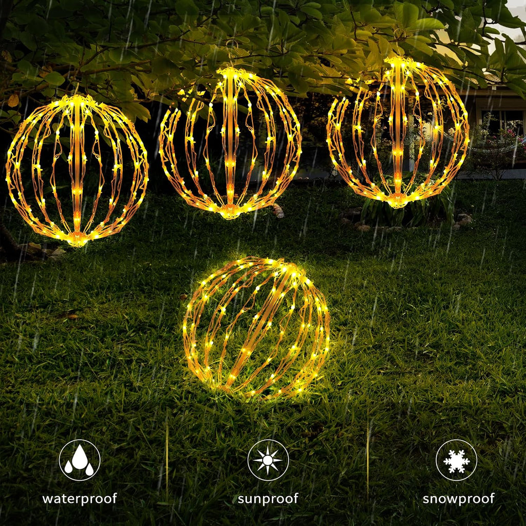 12 inch christmas ball lights, 3 pack outdoor, close-up detail