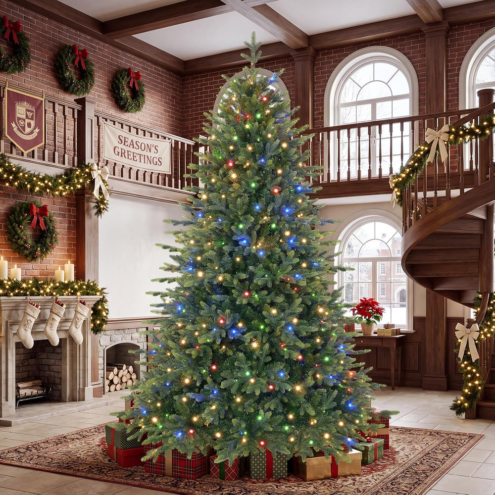 SHareconn 8ft Artificial Prelit Balsam Fir Christmas Tree Color Lights