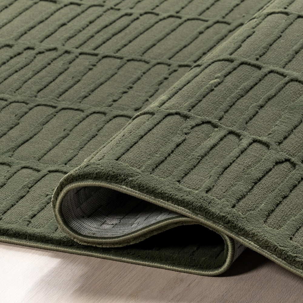 nuLOOM Kailani Green Geometric Washable Area Rug, 7’6”x 9’8”