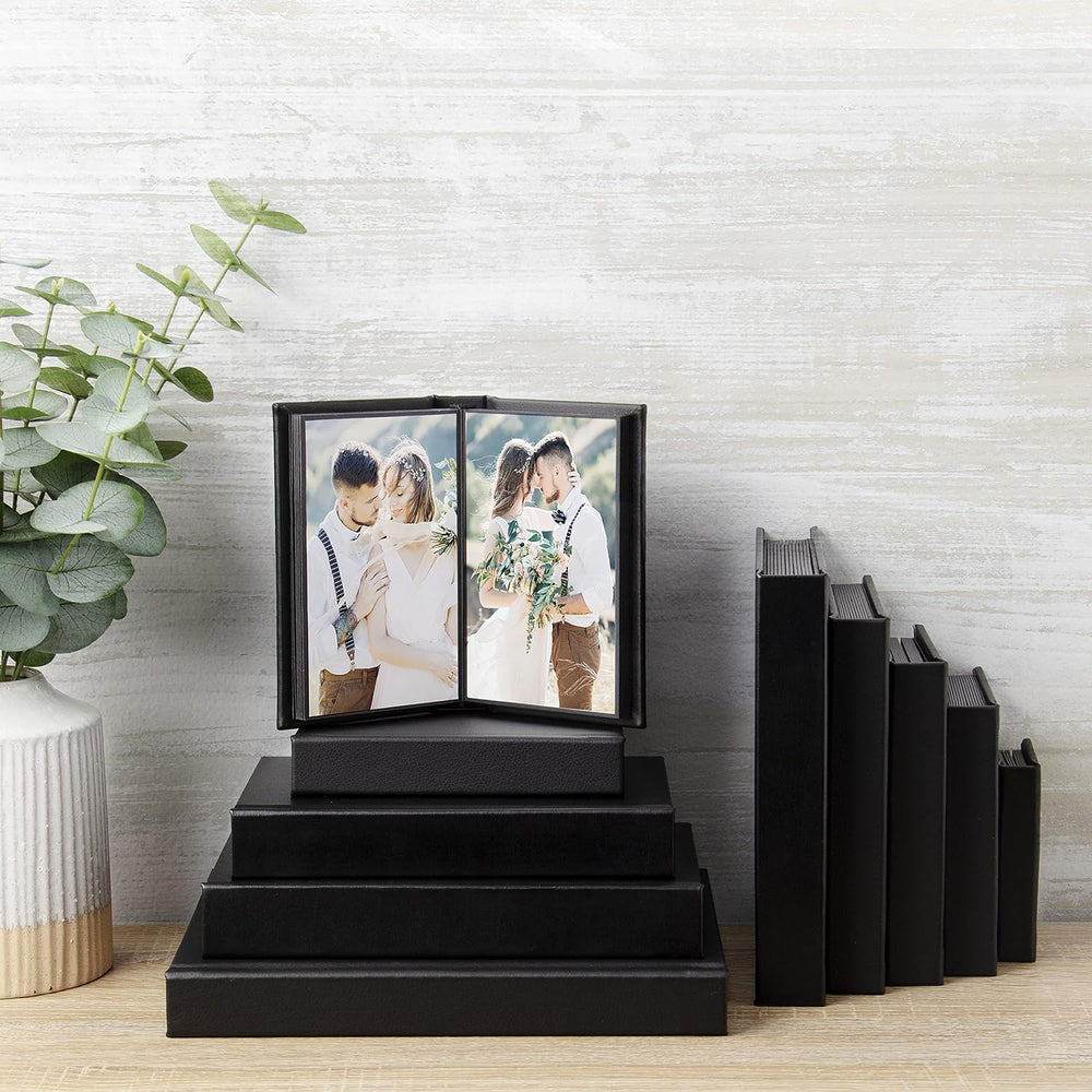 Neil Enterprises Inc. 5" x 7" Black Leather Self-Stick Photo Album ...