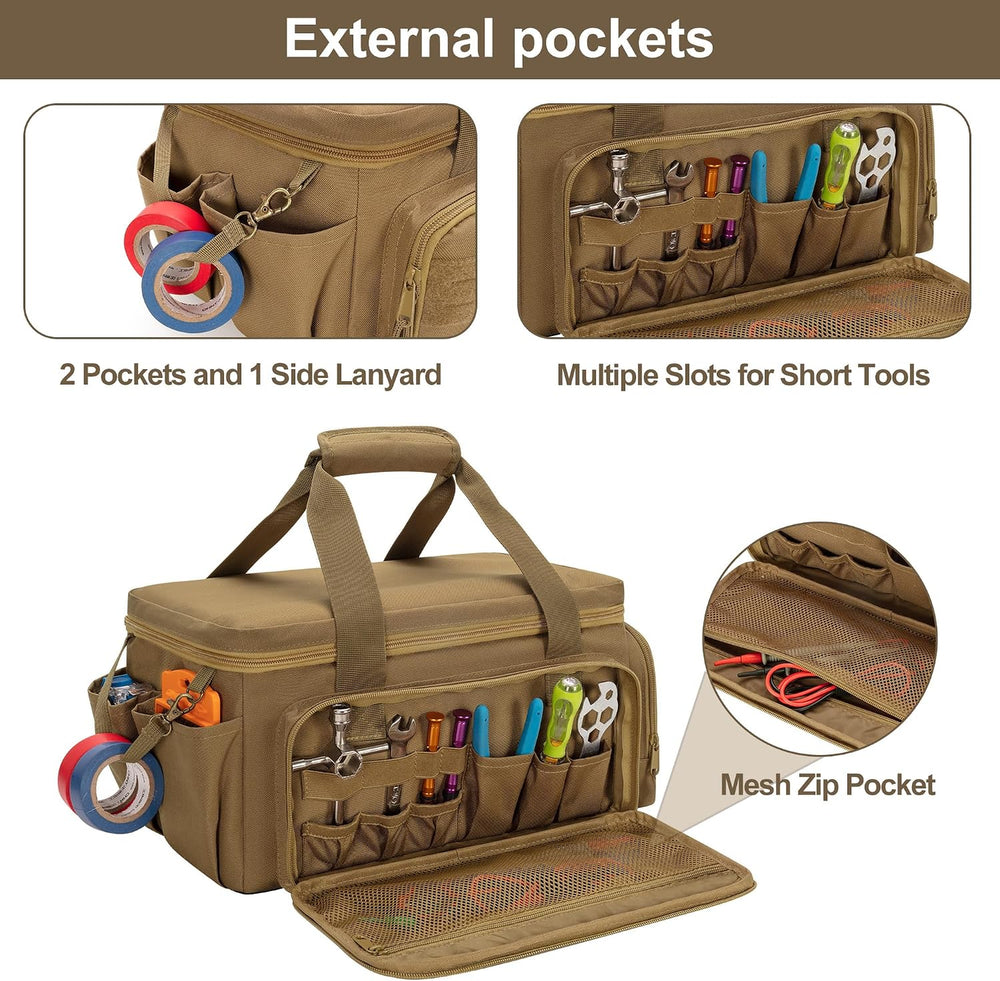 Rexmica 14-Inch Tool Bag Tool Storage Organizer Tactical Range Bag, Khaki