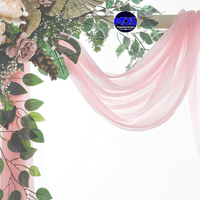 MDS Halloween Chiffon Draping Fabric - 2 Panel, 30" Wide x 40ft Long - Sheer Spooky Arbor & Canopy Drapery for Haunted House Backdrops, Party Ceilings, DIY Costumes & Themed Events - Blush Pink (Pack of 2)