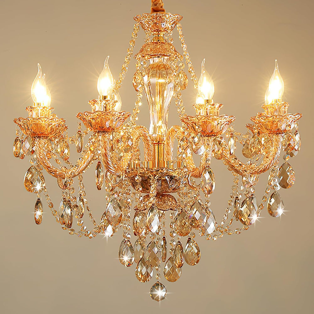 Champagne 8 Lights K9 Crystal Candle Chandeliers Lighting Candle Chandelier L...