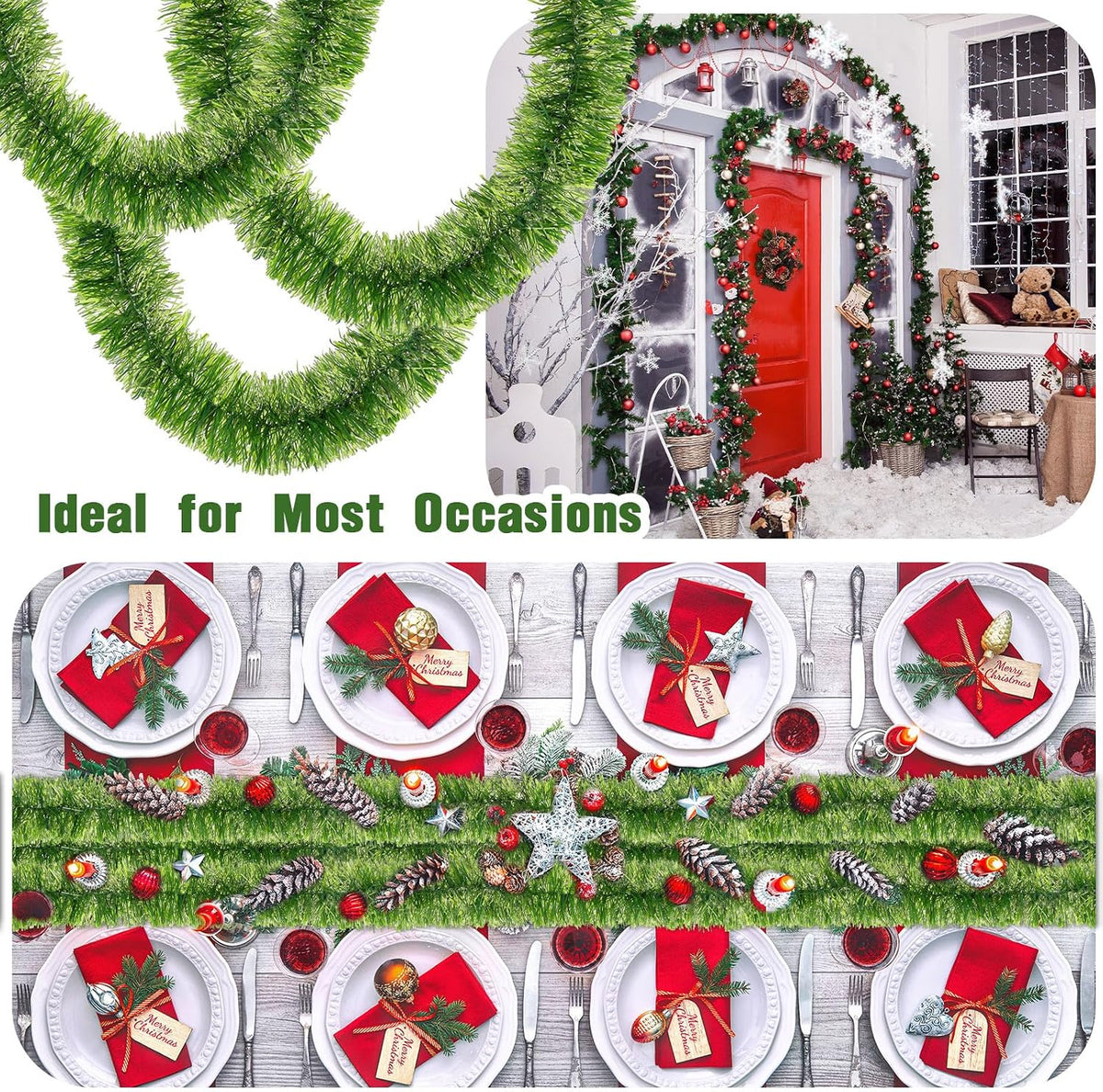 hotop 10 pcs 650 ft christmas garland bulk shown in use