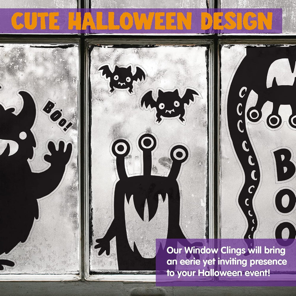 JOYIN 6Pcs Halloween Decorations Window Covers Clings, Monster Novelty Cute W...