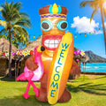 Shappy 5 FT Inflatable Tiki Flamingo Outdoor Decoration with LED Lights