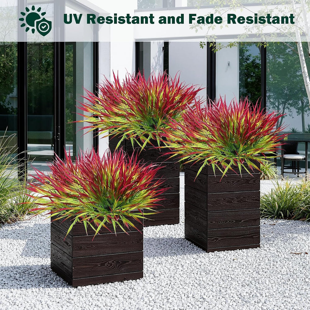 28 Bundles Artificial Outdoor Plants UV Resistant Fake Grass Plants Faux Plas...
