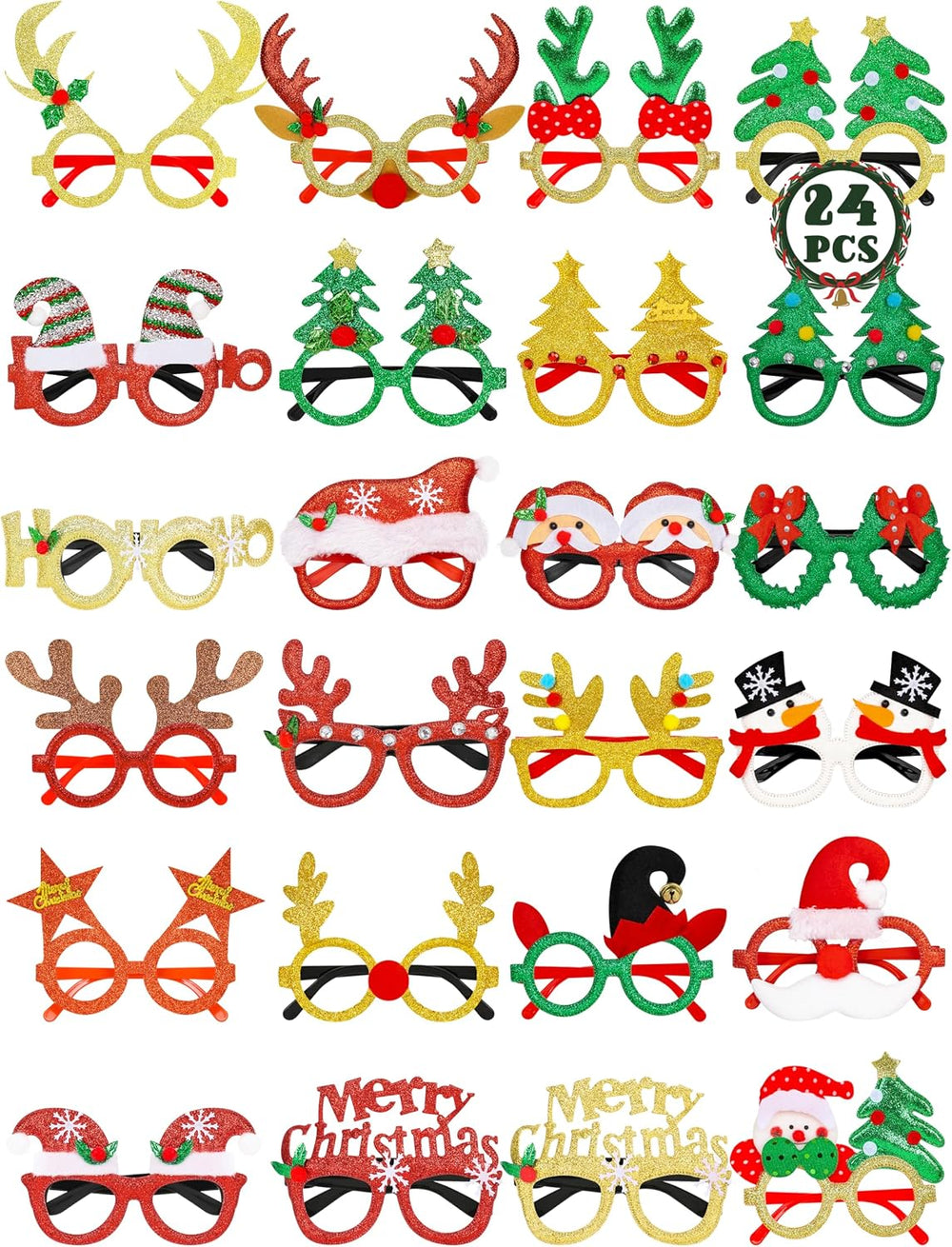 100 Pcs Christmas Glasses, Christmas Glasses for Adults, Christmas Accessorie...