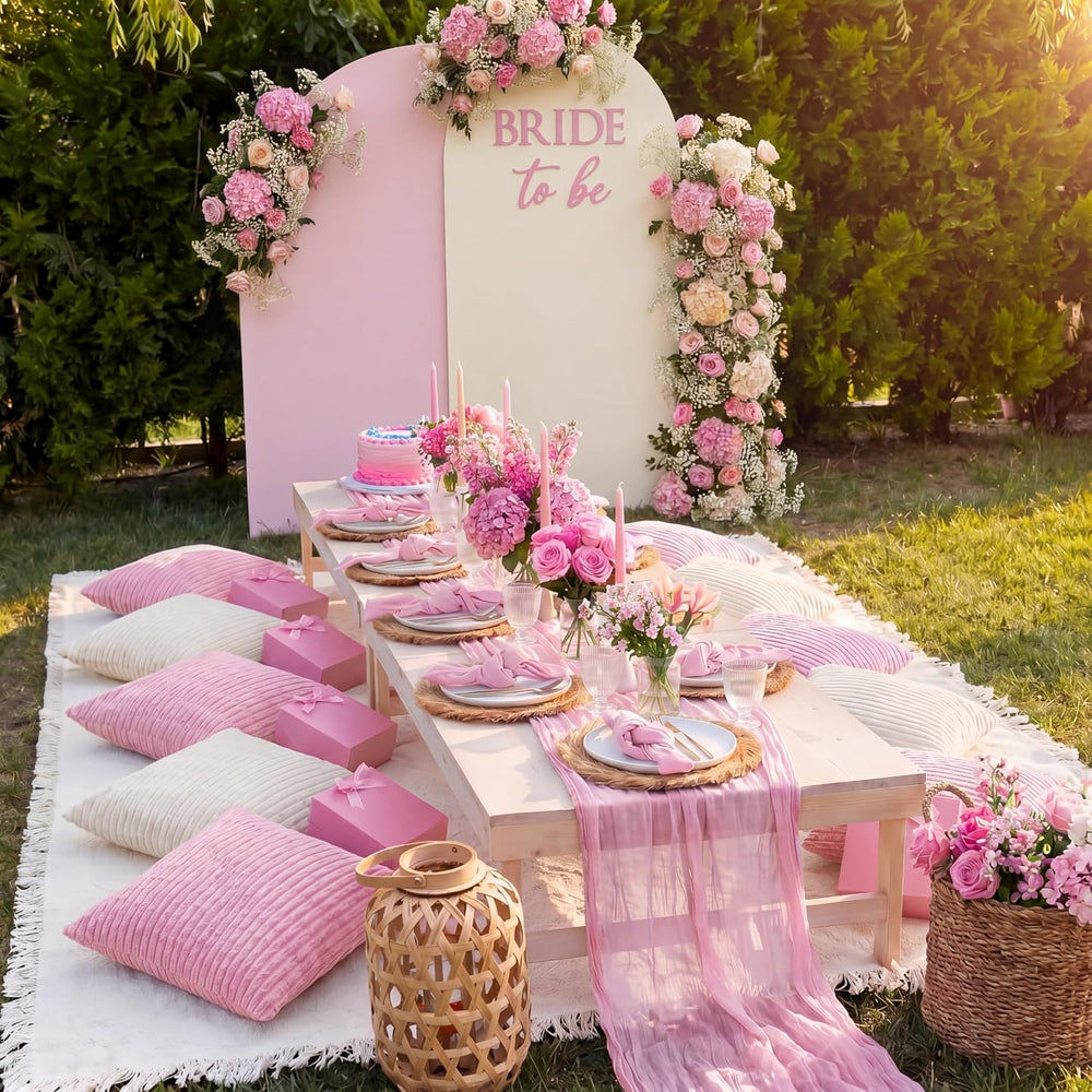14 Pack Extra Large Pink Picnic Blanket Kit 91x71'' Outdoor Boho Pink...