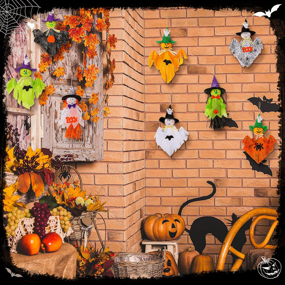 Zomiboo 9 Pack Halloween Hanging Decoration Ghost Pumpkins Tree Decor