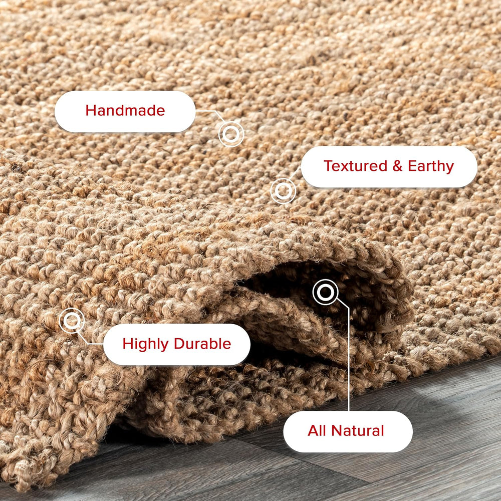 nuLOOM Ashli Natural Solid Handwoven Runner Rug, 2' x 6'