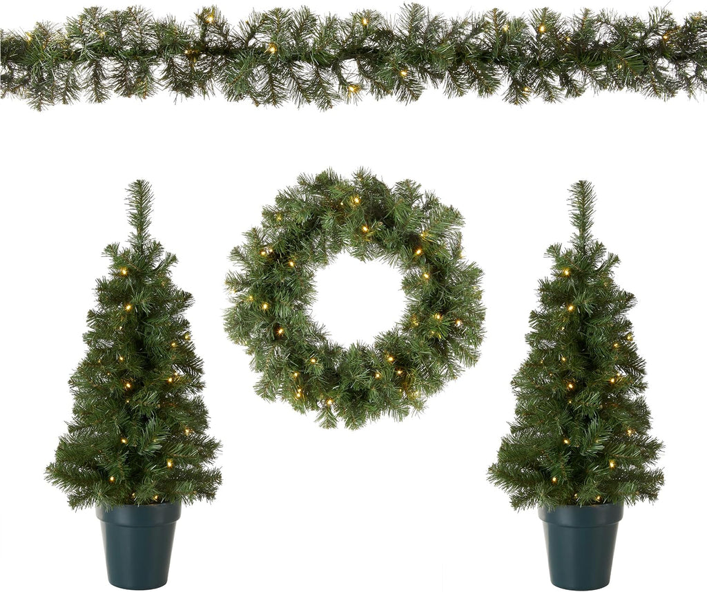 National Tree Company Pre-Lit Evergreen Collection Christmas Decoration Set