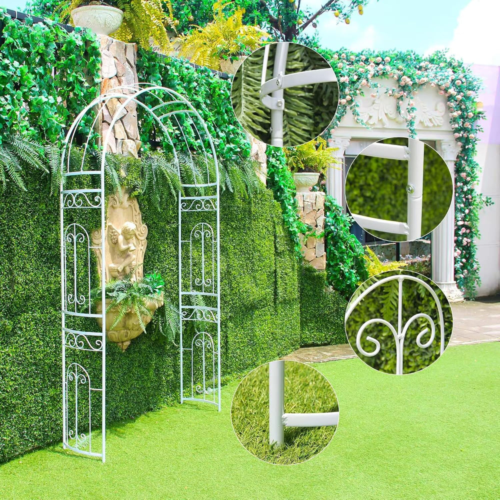 SCENDOR Heavy-Duty Metal Garden Arch with Lattice Panels for Rose & Wedding