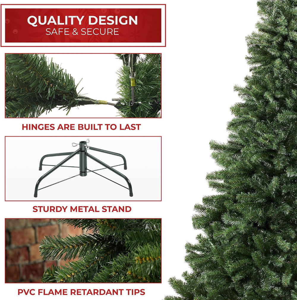 Casafield 9FT Realistic Green Spruce Unlit Artificial Holiday Christmas Tree ...