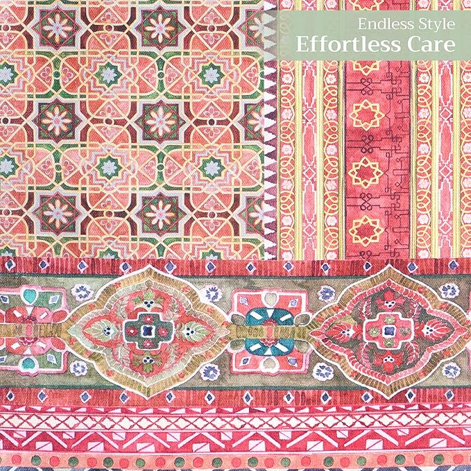 Maison d' Hermine Table Runner 100% Cotton Double Layer Table Runners 108 inches Long for Thanksgiving Christmas Decorations Home Kitchen Dining Party Wedding (Ispahan, 14.5" x 108")
