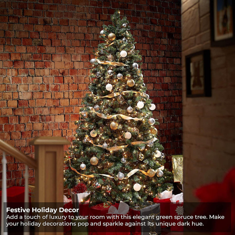 Casafield 9FT Realistic Pre-Lit Green Spruce Artificial Holiday Christmas Tre...