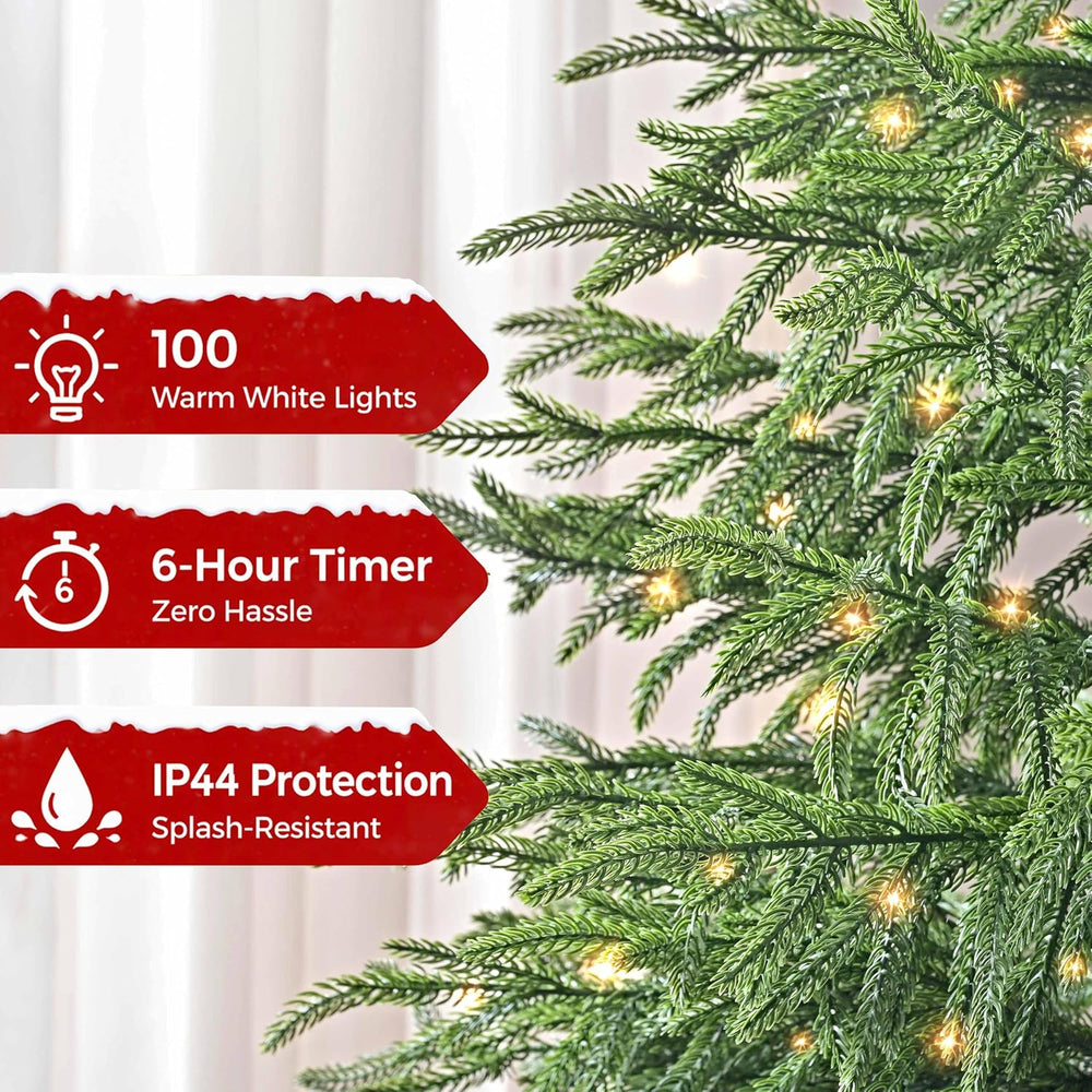 TigeJoy 4FT Prelit Real Touch Christmas Tree, Norfolk Potted Tree, 2 Pack