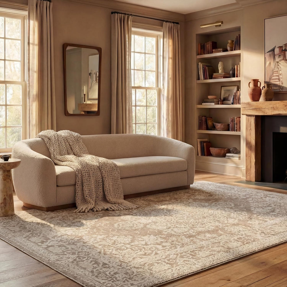 SAFAVIEH Reflection Area Rug 9'x12', Traditional Beige & Cream RF...