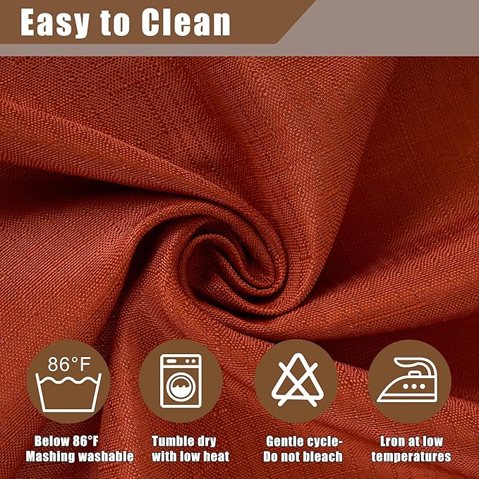Fitable Faux Linen Rectangle Tablecloths 60 x 102 Inch - 2 Pack Rust Table Cloth for 6-8 Foot Tables, Faux Burlap Kitchen Table Cover for Thanksgiving Autumn Dining Party Farmhouse Banquet Buffet