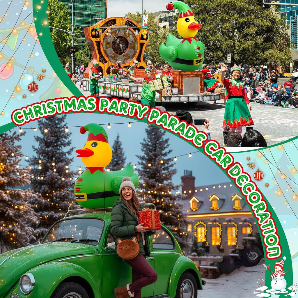 lenwen 4ft christmas inflatable duck outdoor decoration, side view