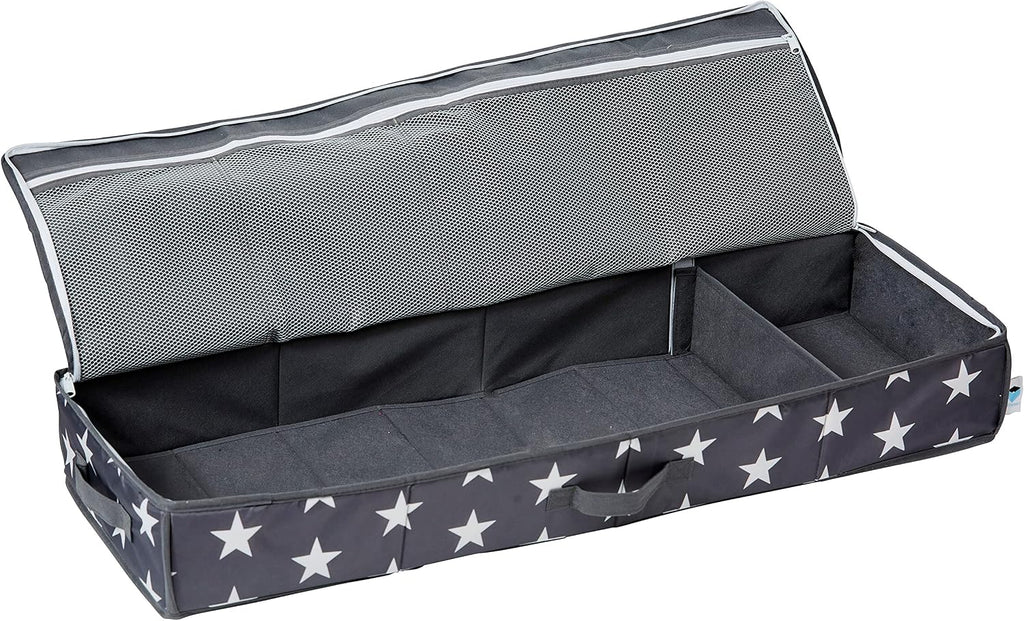 LOVE IT STORE IT Bag for Wrapping Paper Storage, High-Quality Wrapping Paper Organiser, with Compartments for Gift Ribbons, Grey with Stars, 90 x 30 x 12 cm