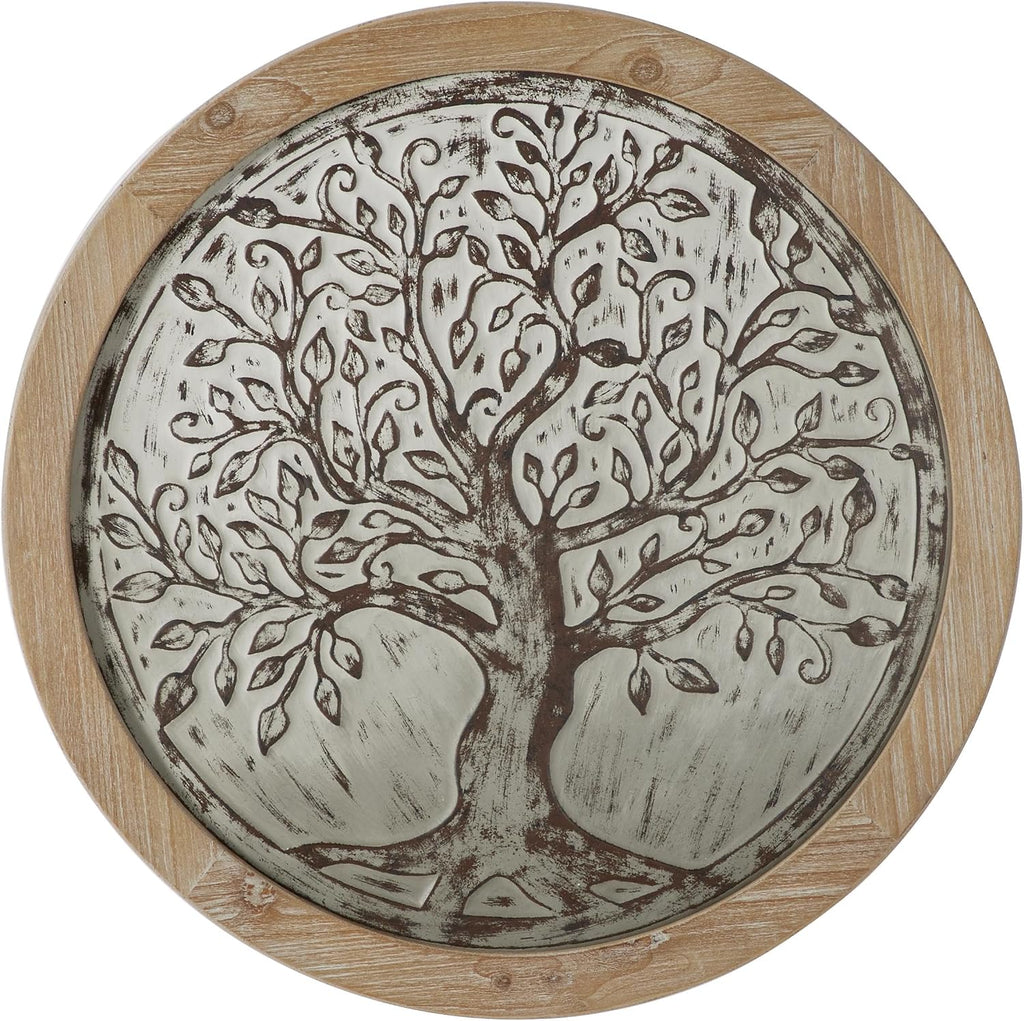 Deco 79 Wooden Tree Home Wall Decor Embossed Wall Sculpture, Wall Art 24" x 2" x 24", Brown