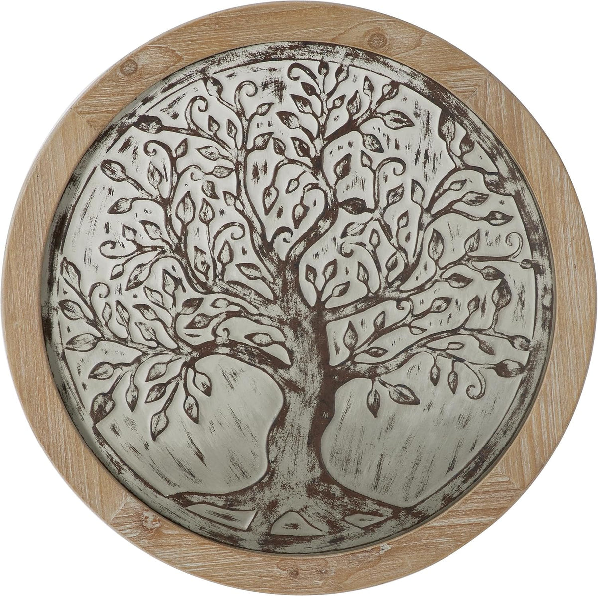 Deco 79 Wooden Tree Home Wall Decor Embossed Wall Sculpture, Wall Art 24" x 2" x 24", Brown