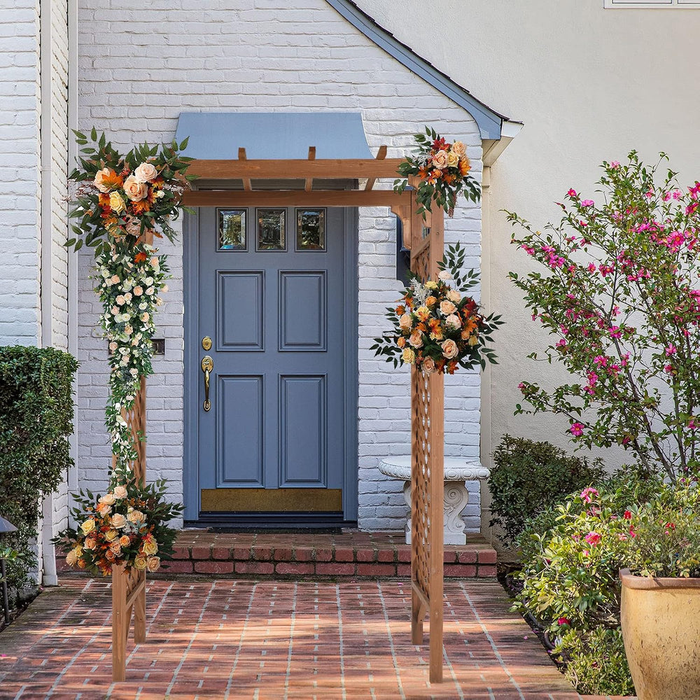 VINGLI Wood Garden Arbor, 85in Wedding Arch Garden Trellis for Plant Climbing...