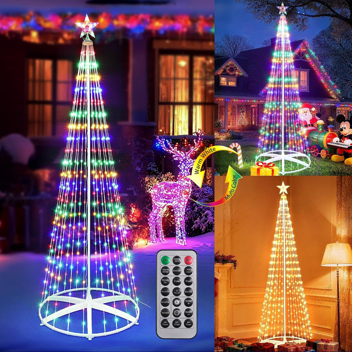 iBaycon Outdoor Christmas Tree, 6.9FT 298 LED Color Changing Lights