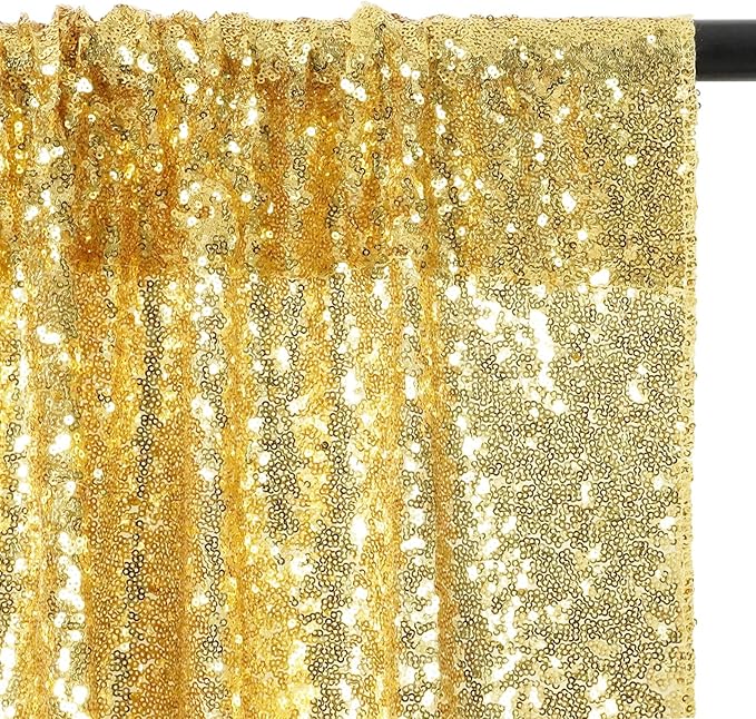 Eternal Beauty Gold Sequin Backdrop, 8x8 Ft Glitter Background Curtains for Shimmer Photography Party Wedding Birthday Back Drop Decor