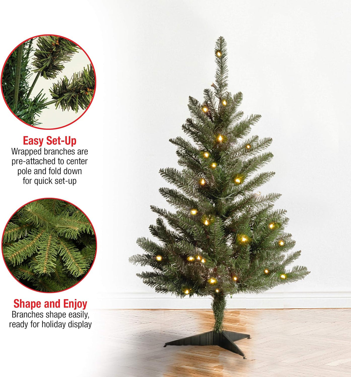 National Tree Company 3ft Pre-Lit Kingswood Fir Mini Christmas Tree