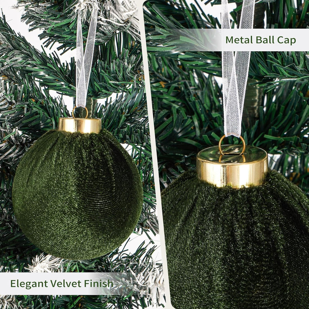 velvet ball christmas tree ornaments set, 30 pack shown in use