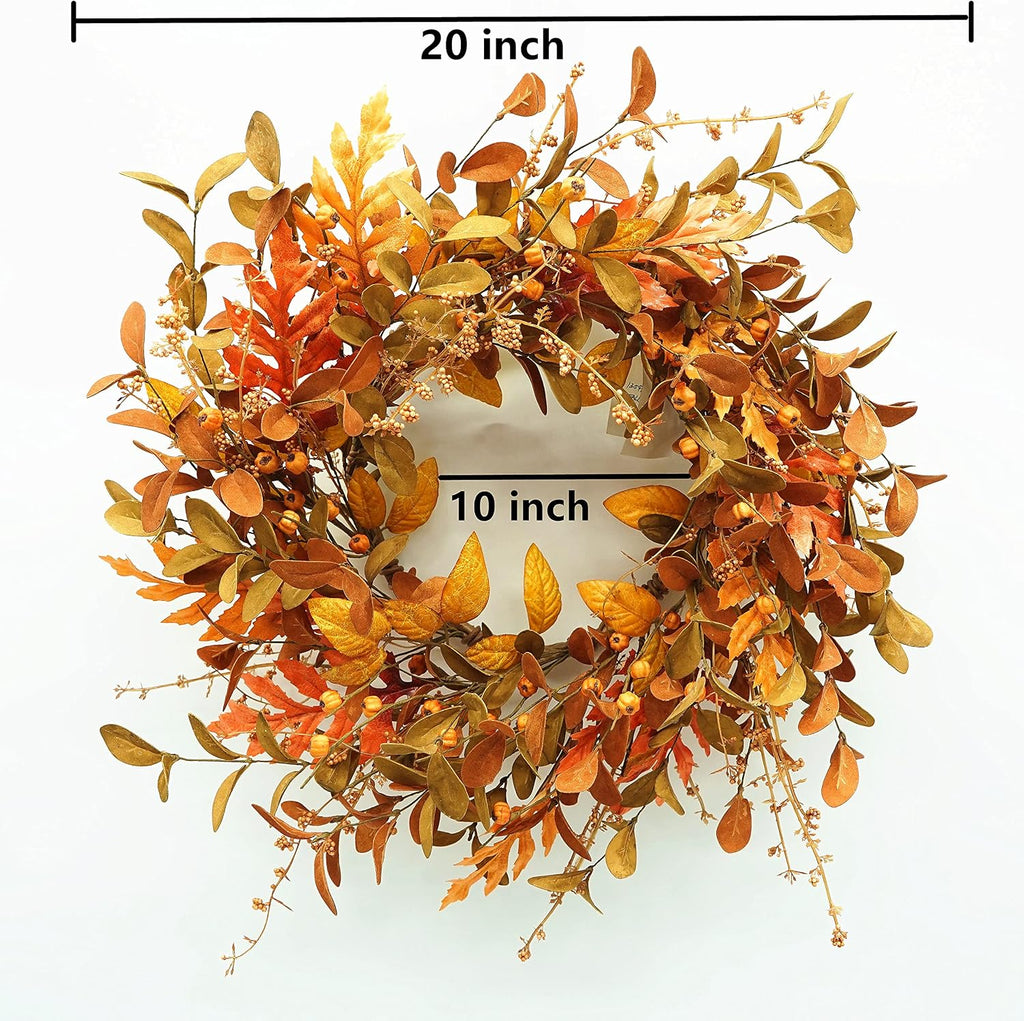 AMF0RESJ Artificial Fall Wreath for Front Door Autumn Wreath for Home Decor