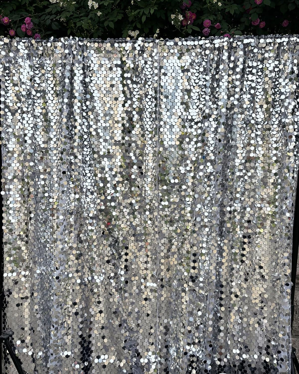 9FTx10FT Silver Sequin Backdrop 1 Panel,18MM Large Payette Sequins Backdrop, ...