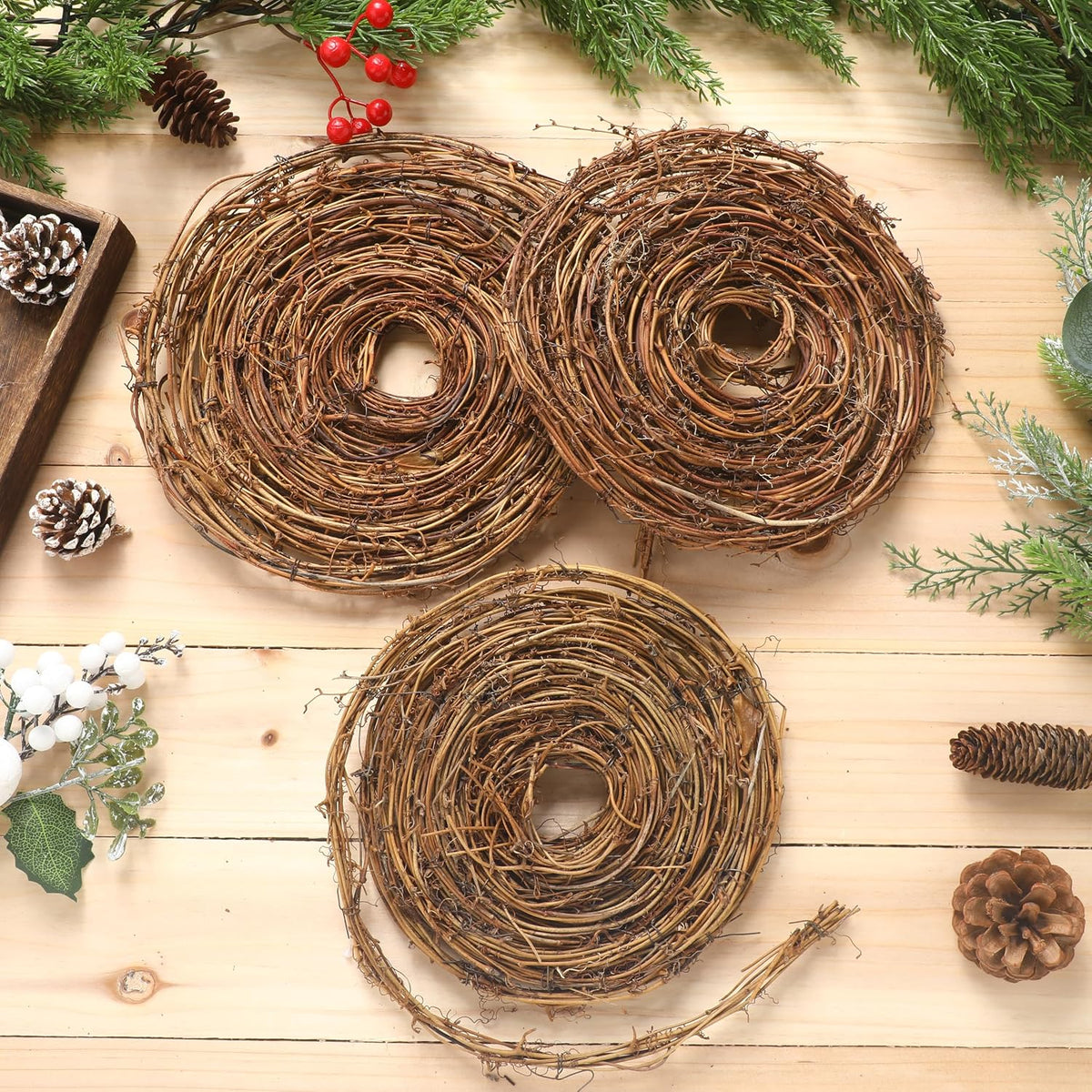 Janinka 9 Pcs 15 Feet Grapevine Garland Natural Twig Vine Wreath for Craft