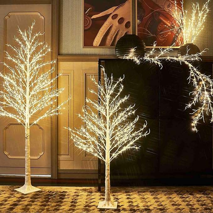 Hairui Lighted White Twig Branches Plug in with Dimmer and Timer 32IN 200 LED Fairy Lights, Lighted Willow Branches for Indoor Outdoor Home Room Christmas Decoration (Vase Excluded)